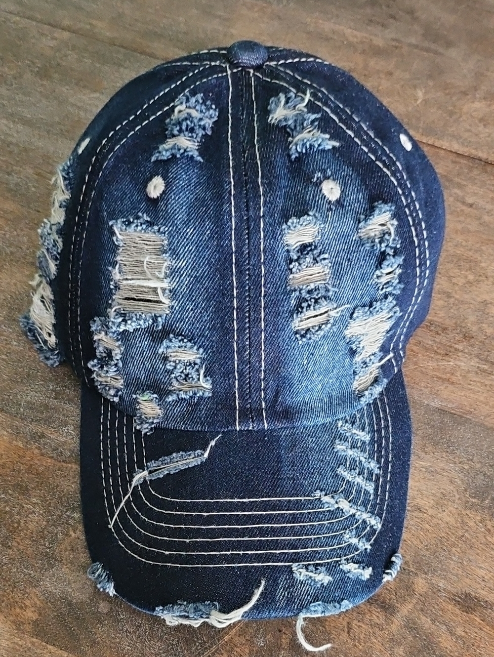 NWT Denim Distressed Baseball Cap